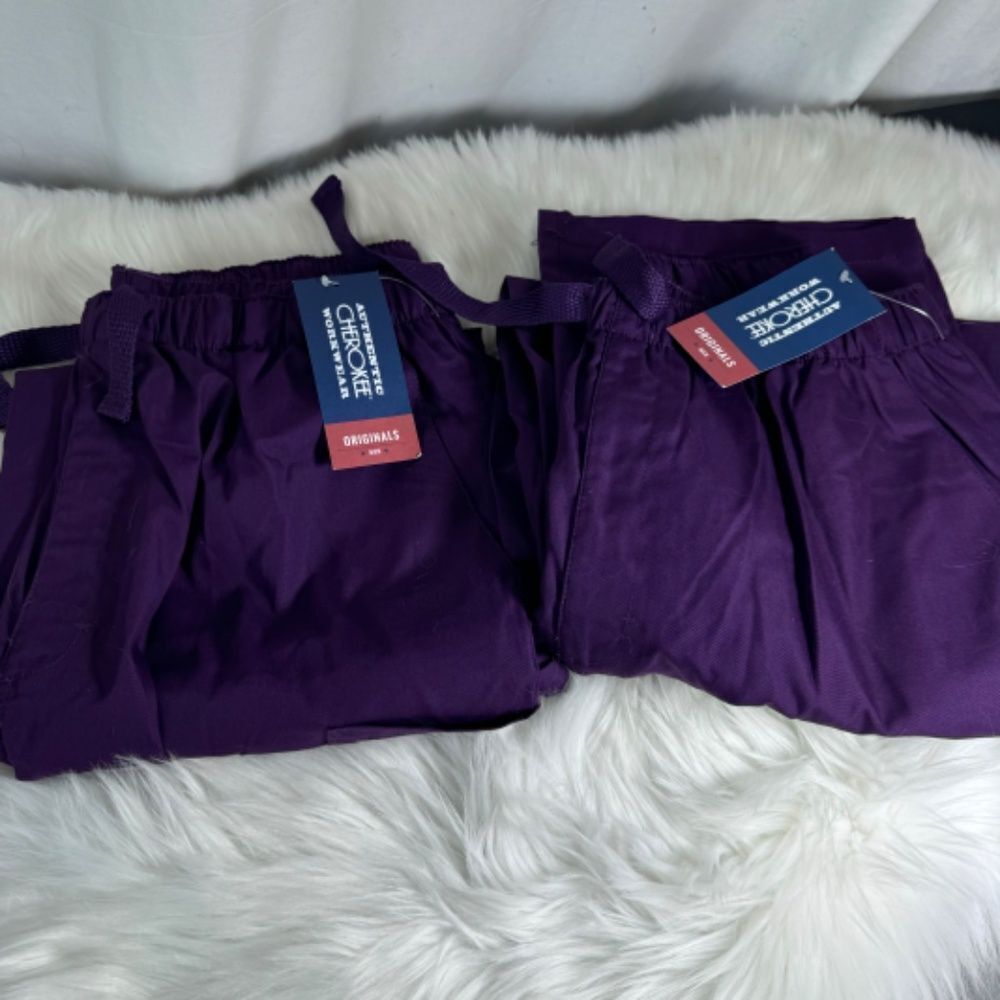 Cherokee Workwear NWT Purple Scrub Pants Sz M - Picture 2 of 6
